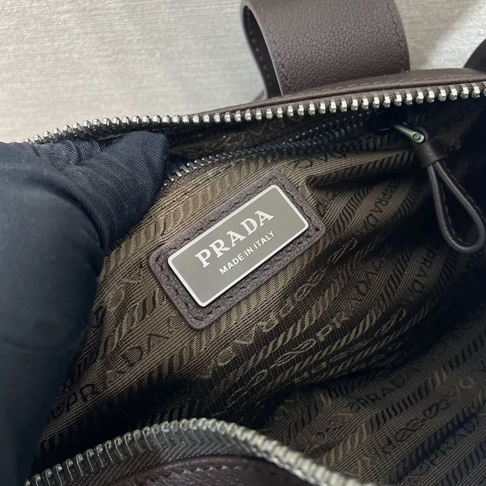 Prada Route Large Leather Top-Handle Bag for Women in Cocoa Brown Prada Route Large Leather Top-Handle Bag for Women in Cocoa Brown