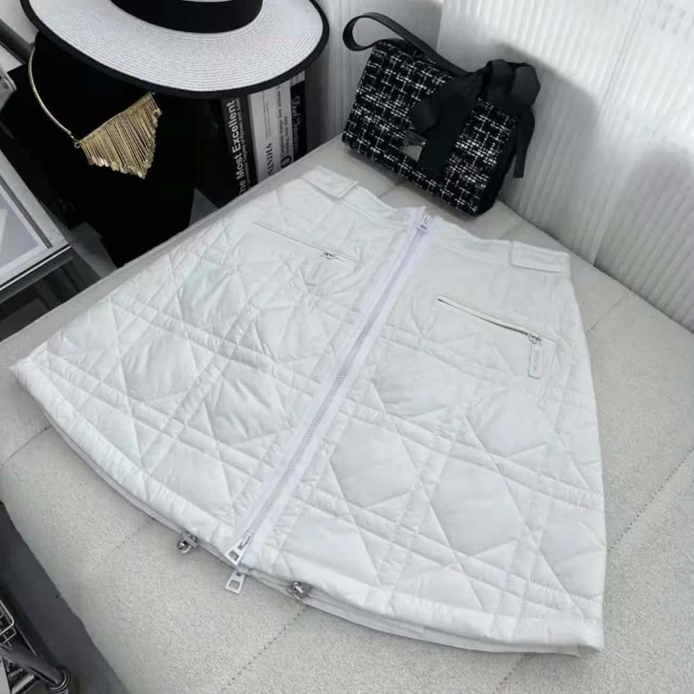 Dior Macrocannage Flared Miniskirt White Quilted Technical Taffeta for Women Dior Macrocannage Flared Miniskirt White Quilted Technical Taffeta for Women