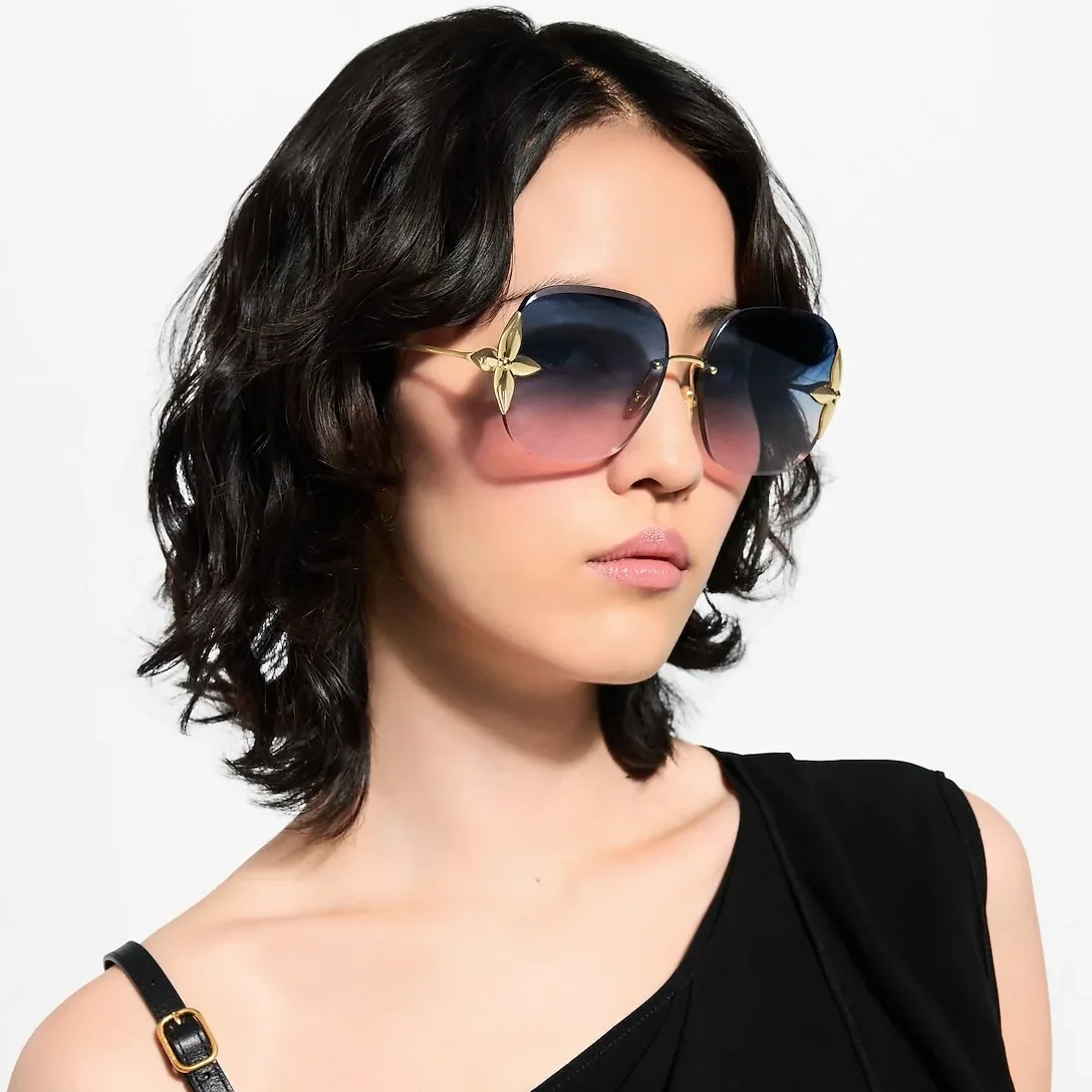 Louis Vuitton Flower Edge Metal Square Sunglasses Gradient Blue