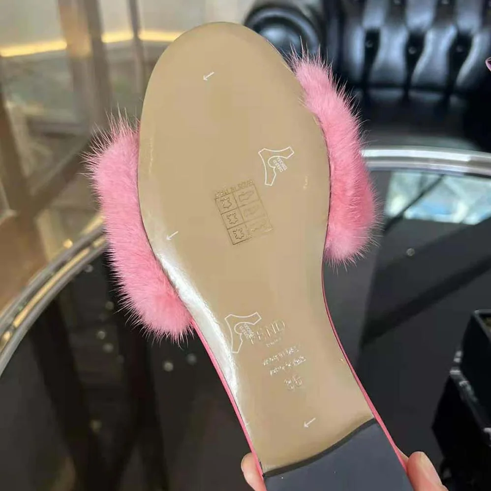 Fendi Baguette Pink Mink Slides for Women