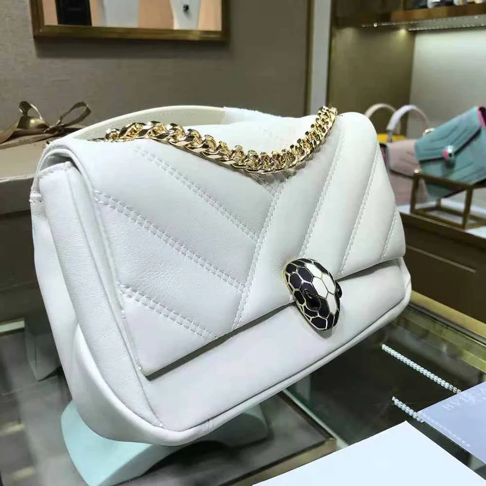 Bvlgari Serpenti Cabochon Shoulder Bag for Women in White