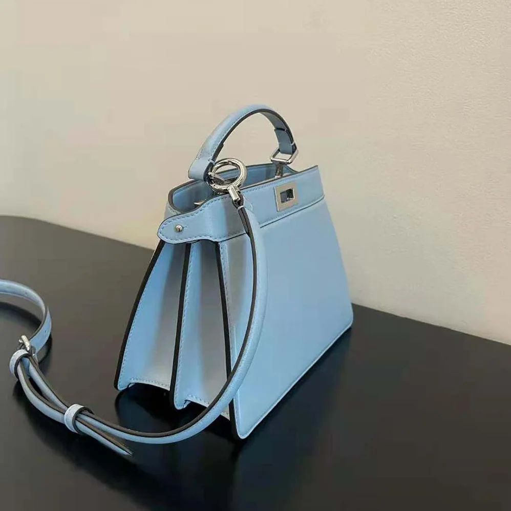 Fendi Peekaboo ISeeU Petite Light Blue Padded Nappa Leather Bag for Women Fendi Peekaboo ISeeU Petite Light Blue Padded Nappa Leather Bag for Women