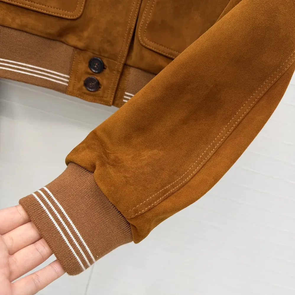 Miu Miu Suede Blouson Jacket for Women in Brown Miu Miu Suede Blouson Jacket for Women in Brown