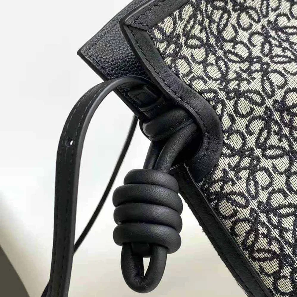 Loewe Mini Flamenco Clutch in Anagram Jacquard and Calfskin for Women in Black