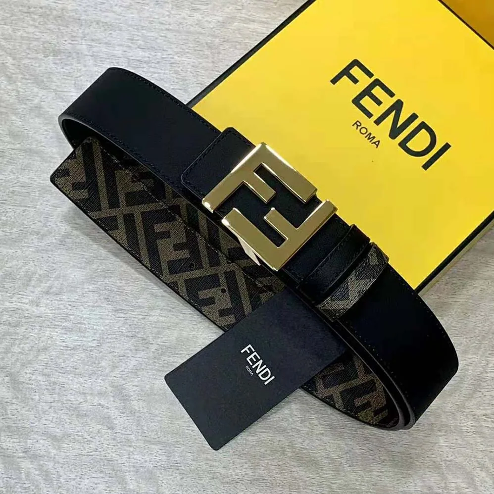 Fendi FF Rounded Belt Black Leather Reversible for Men in Silver Fendi FF Rounded Belt Black Leather Reversible for Men in Silver
