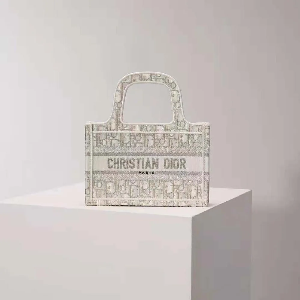 Dior Mini Dior Book Tote Gold for Women in Tone Dior Oblique Embroidery