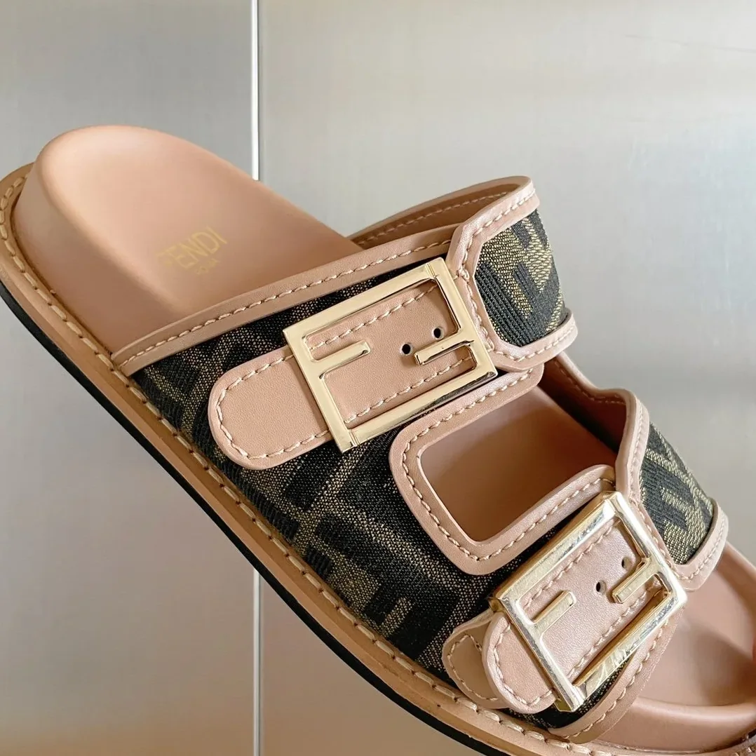 Fendi Feel Brown FF Fabric Slides 8X8326AEGVF1HHG