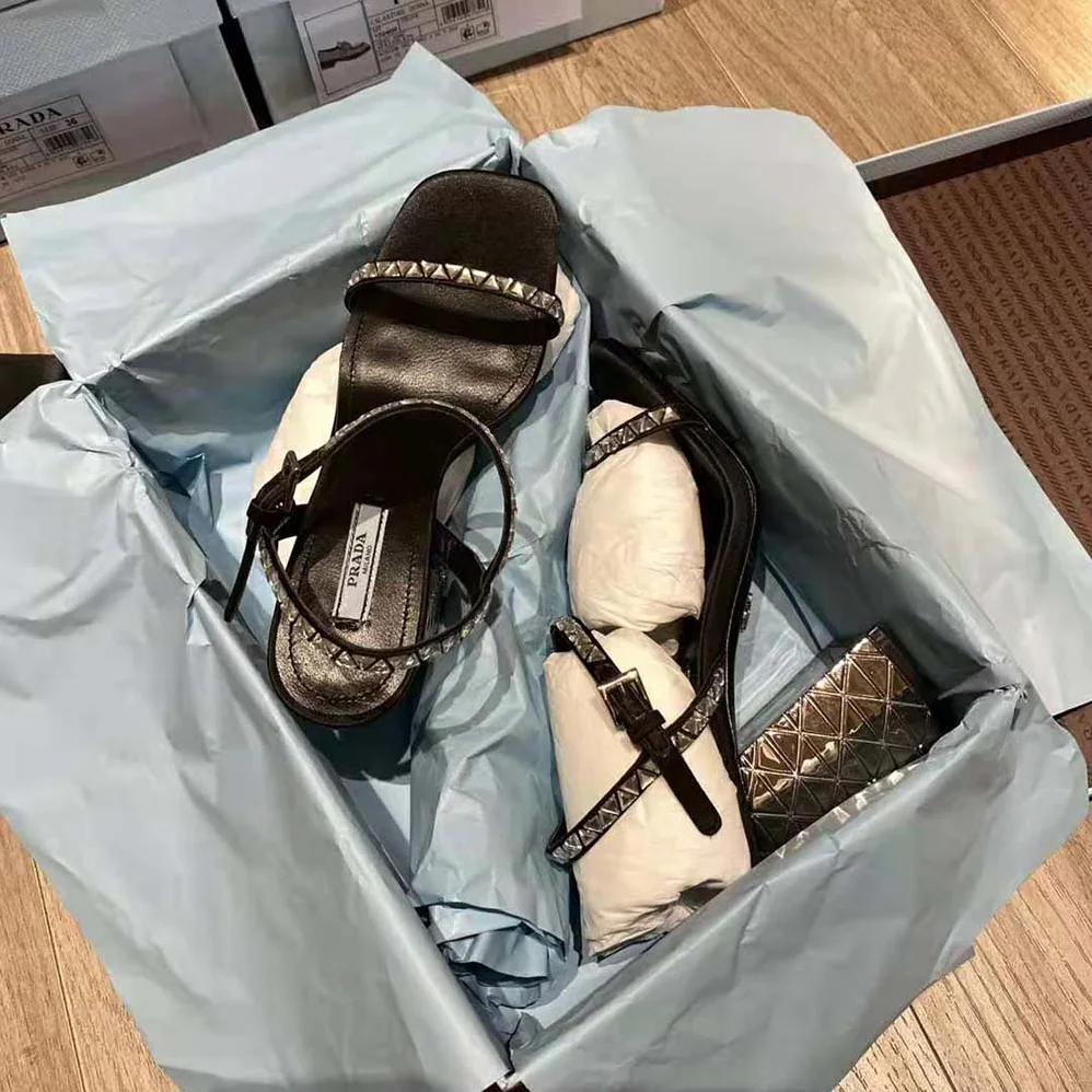 Prada Satin Sandals with Crystals in 90mm Heel Height for Women in Black