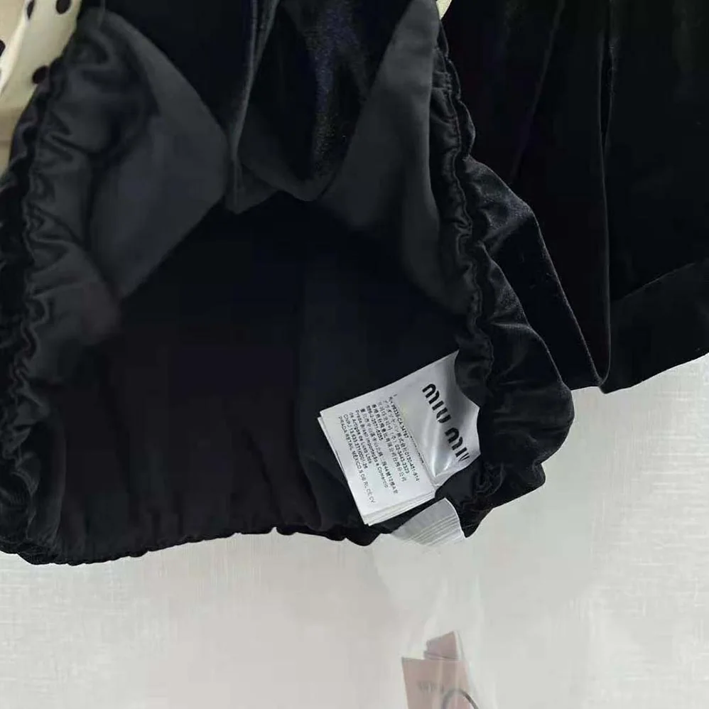 Miu Miu Scarf Collar Velvet Top for Women in Black Miu Miu Scarf Collar Velvet Top for Women in Black