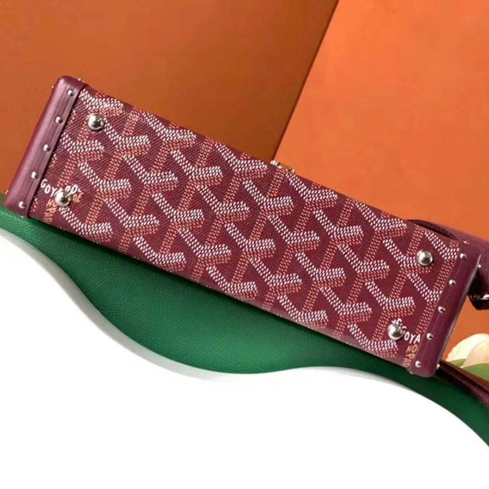Goyard Cassette Trunk Bag in Goyardine Canvas & Clamecy Cowhide for Women in Maroon