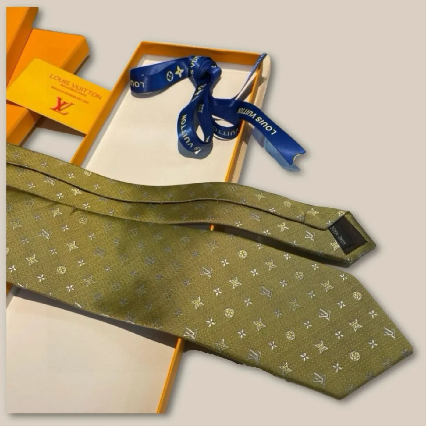 Louis Vuitton Monogram Silk Tie Mustard