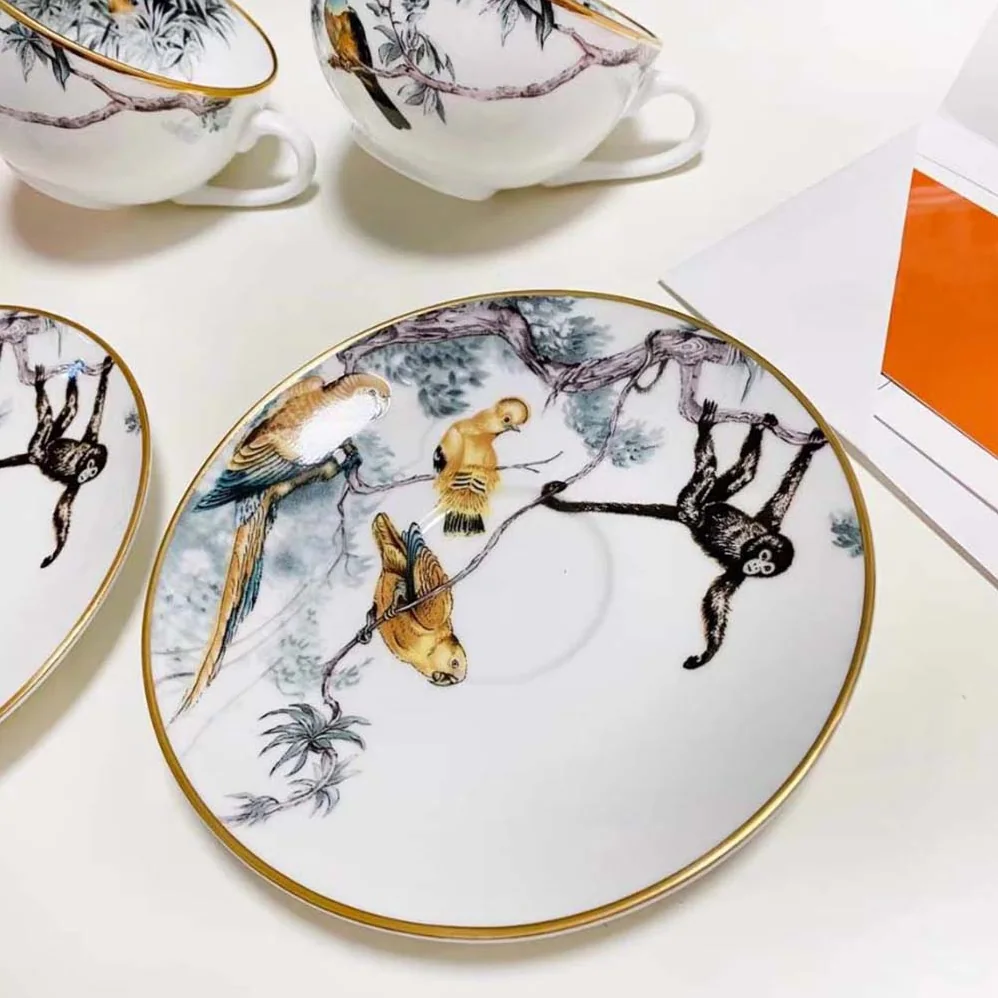 Hermes Carnets D'Equateur Tea Cup and Saucer for Unisex
