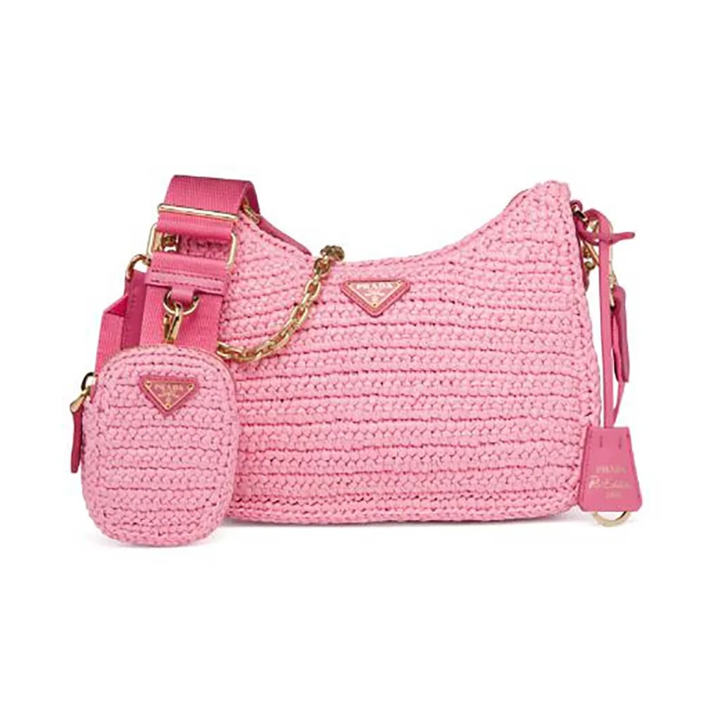 Prada Re-Edition 2005 Raffia Bag for Women in Pink Prada Re-Edition 2005 Raffia Bag for Women in Pink
