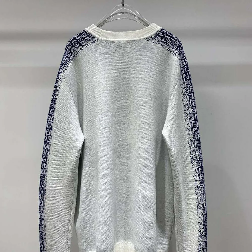 Fendi White Cotton Sweater with an FF Motif for Men Fendi White Cotton Sweater with an FF Motif for Men