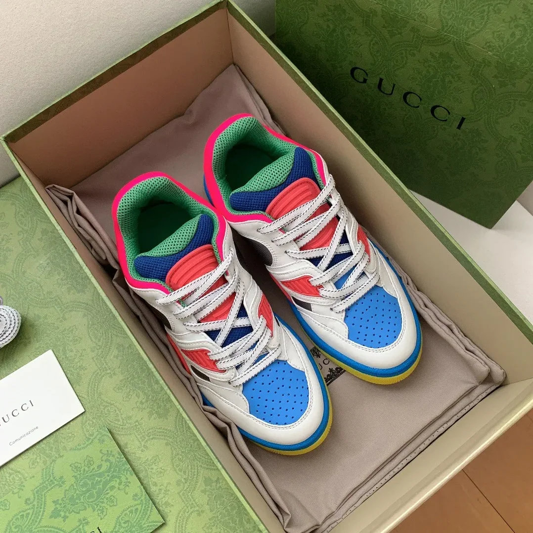 Gucci Basket Sneaker White Pink And Blue for Men