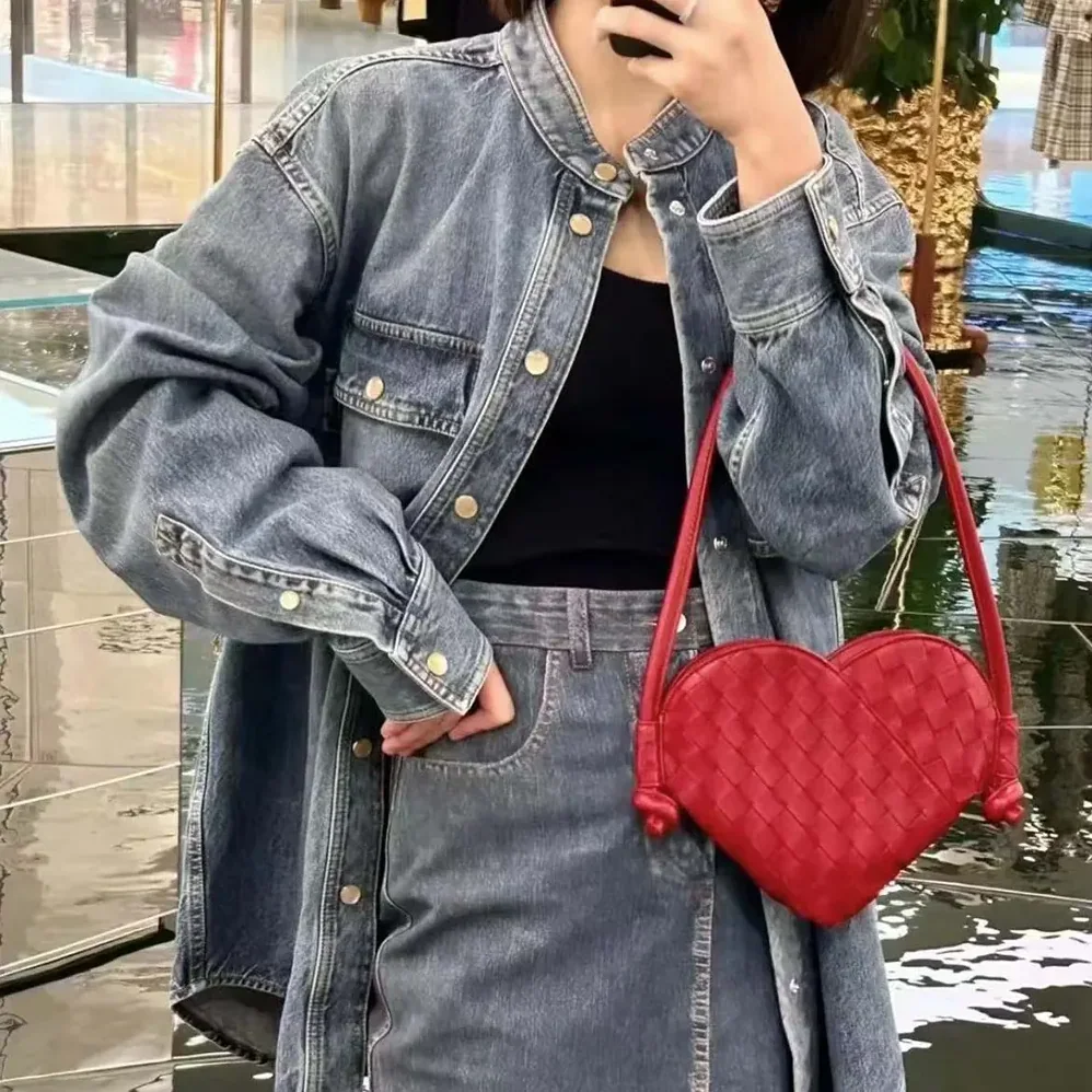 Bottega Veneta Mini Solstice Heart-shaped Shoulder Bag in Intrecciato Leather for Women Bottega Veneta Mini Solstice Heart-shaped Shoulder Bag in Intrecciato Leather for Women