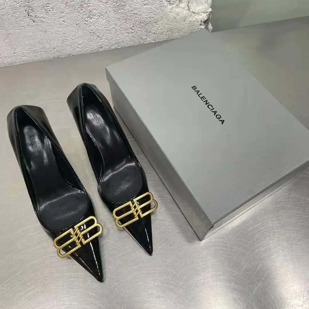 Balenciaga Square Knife BB 80mm Pump in Black Shiny Lambskin for Women