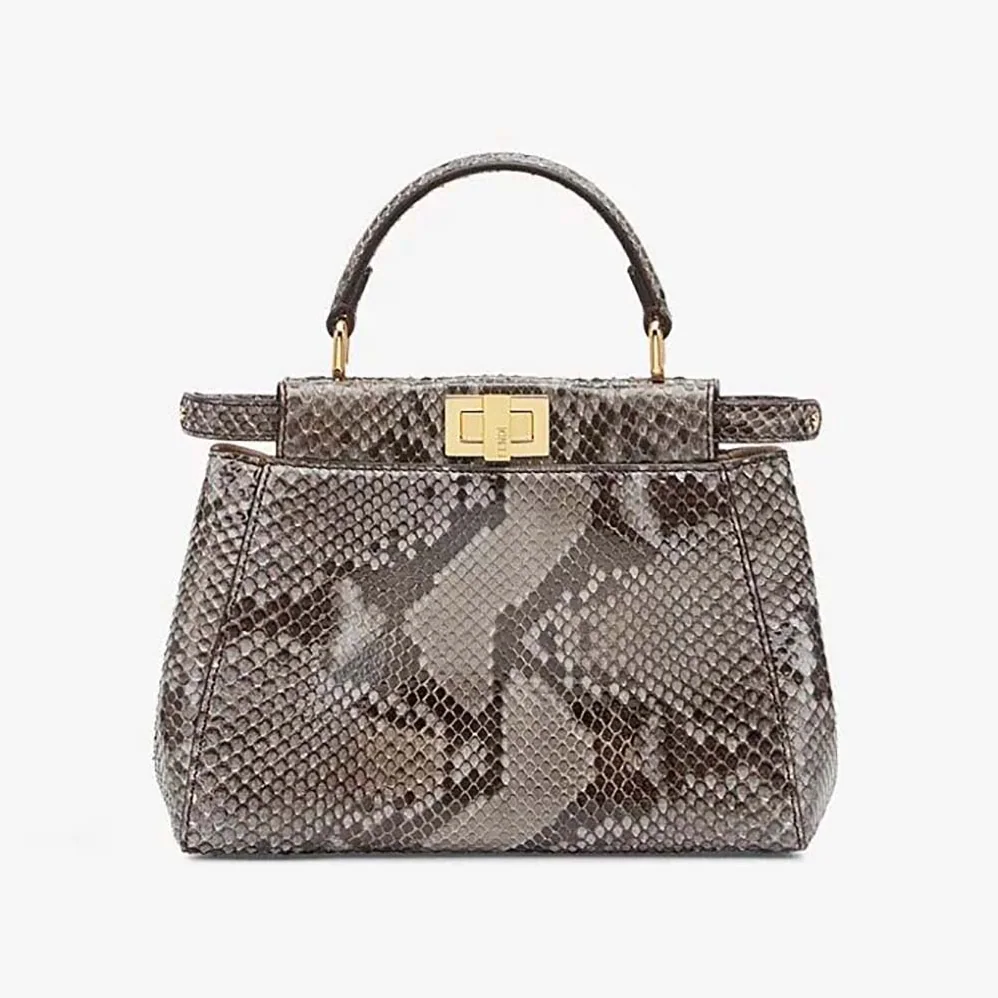Fendi Peekaboo Iconic Mini Gray Python Bag for Women