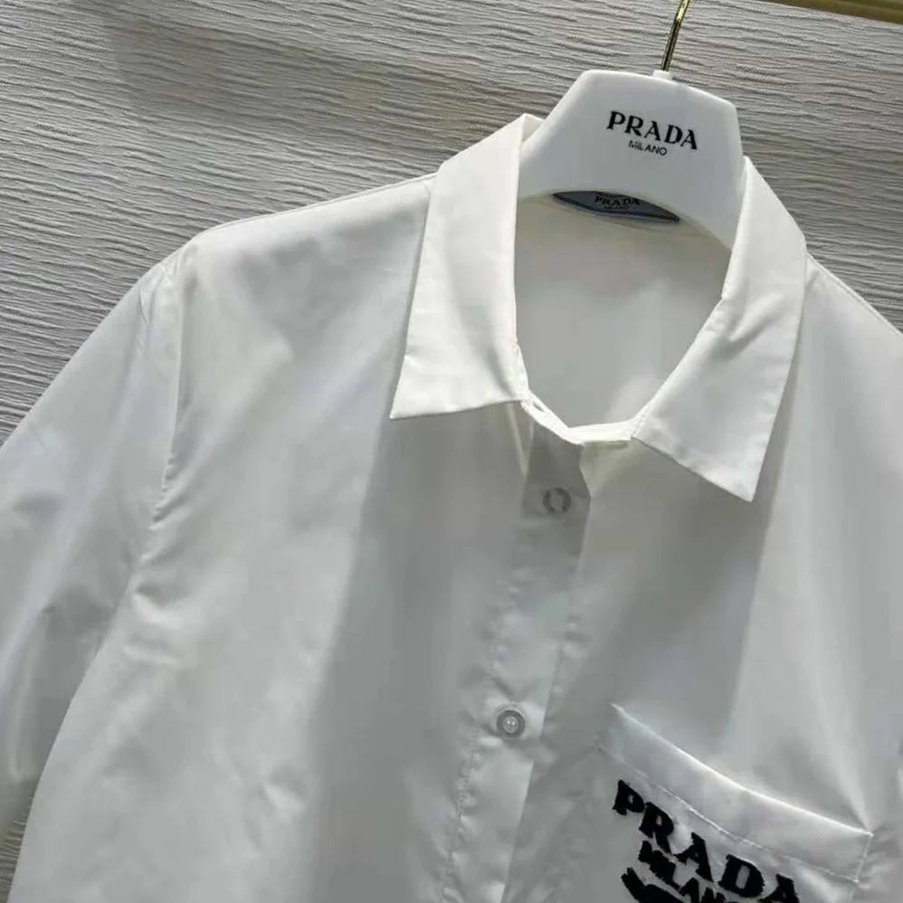 Prada Embroidered Poplin Blouse for Women Prada Embroidered Poplin Blouse for Women
