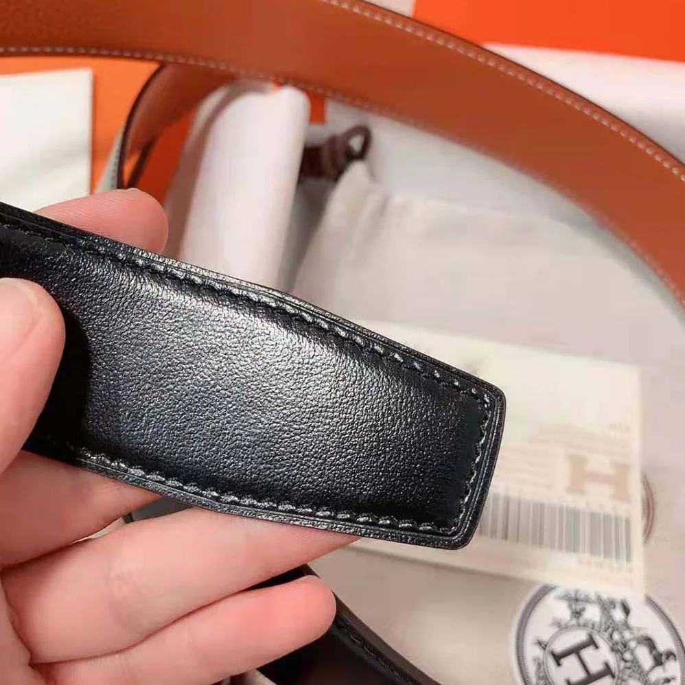 Hermes Luck Belt Buckle & Reversible Leather Strap 38 mm for Men in Orange