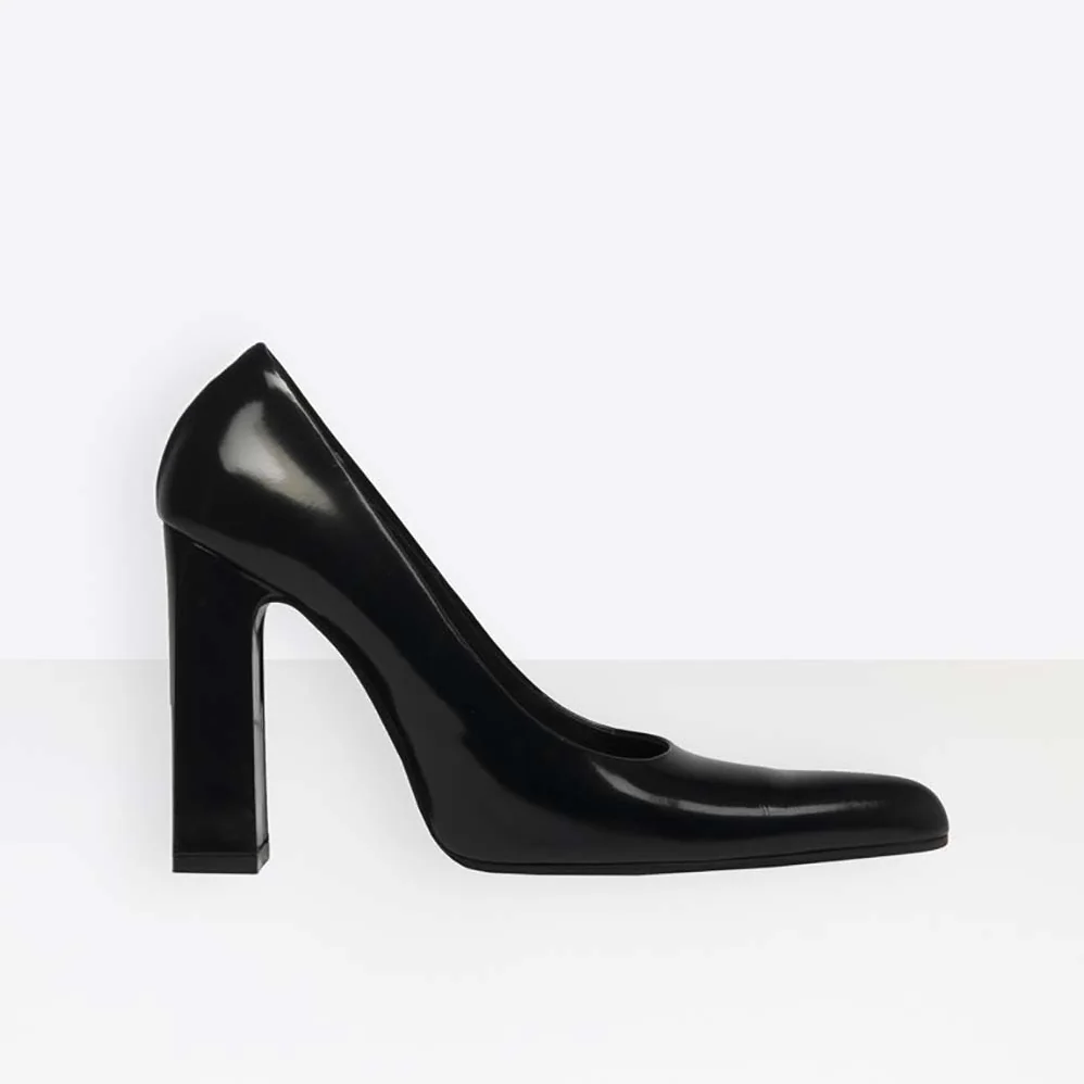 Balenciaga Shoes Round Toe Glazed Calfskin Pumps 110mm Heel for Women in Black Balenciaga Shoes Round Toe Glazed Calfskin Pumps 110mm Heel for Women in Black