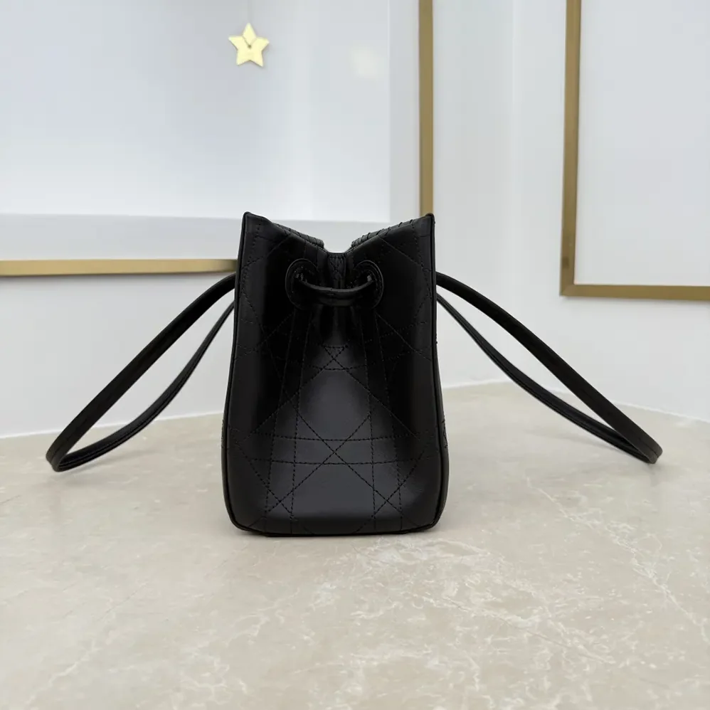 Dior Small Dior Promenade Shopping Bag Black Flat Cannage Calfskin for Women Dior Small Dior Promenade Shopping Bag Black Flat Cannage Calfskin for Women