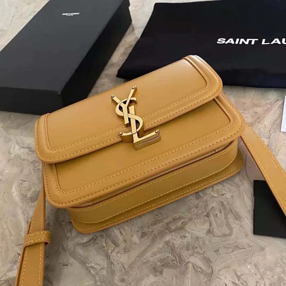Saint Laurent YSL Solferino Small Satchel in Box Saint Laurent Leather for Women in Yellow Saint Laurent YSL Solferino Small Satchel in Box Saint Laurent Leather for Women in Yellow