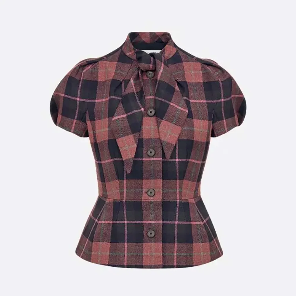 Dior Fitted Short-Sleeved Jacket Pink, Gray and White Check'n'Dior Virgin Wool for Women Dior Fitted Short-Sleeved Jacket Pink, Gray and White Check'n'Dior Virgin Wool for Women