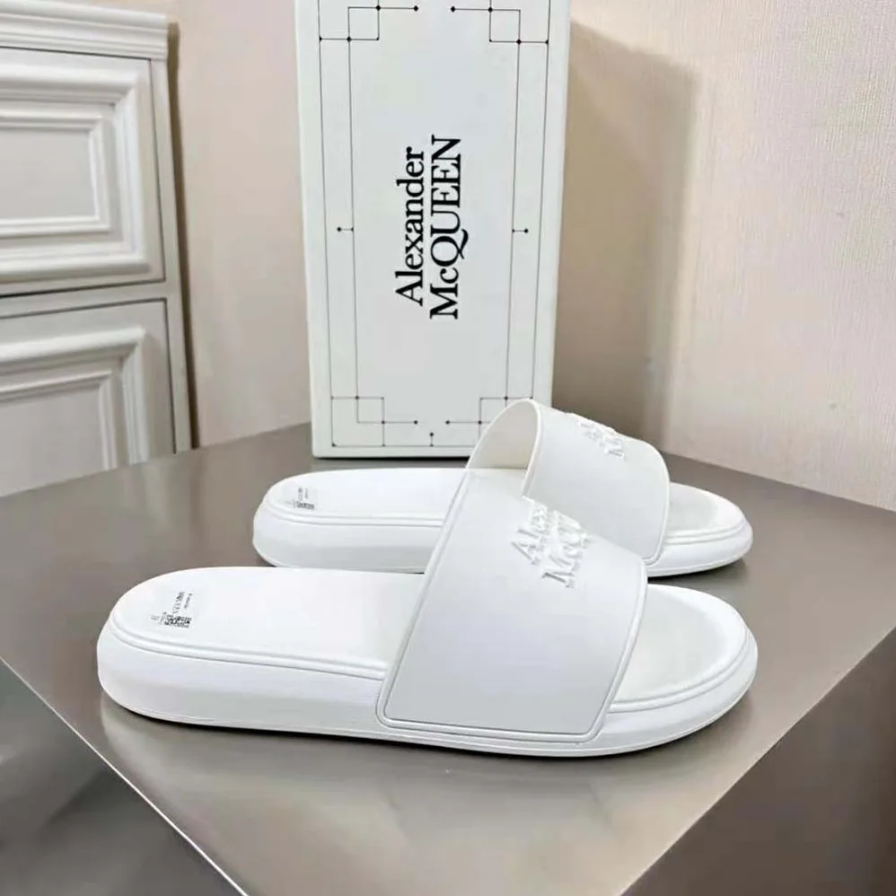 Alexander Mcqueen Pool Slide in White Mix for Unisex Alexander Mcqueen Pool Slide in White Mix for Unisex