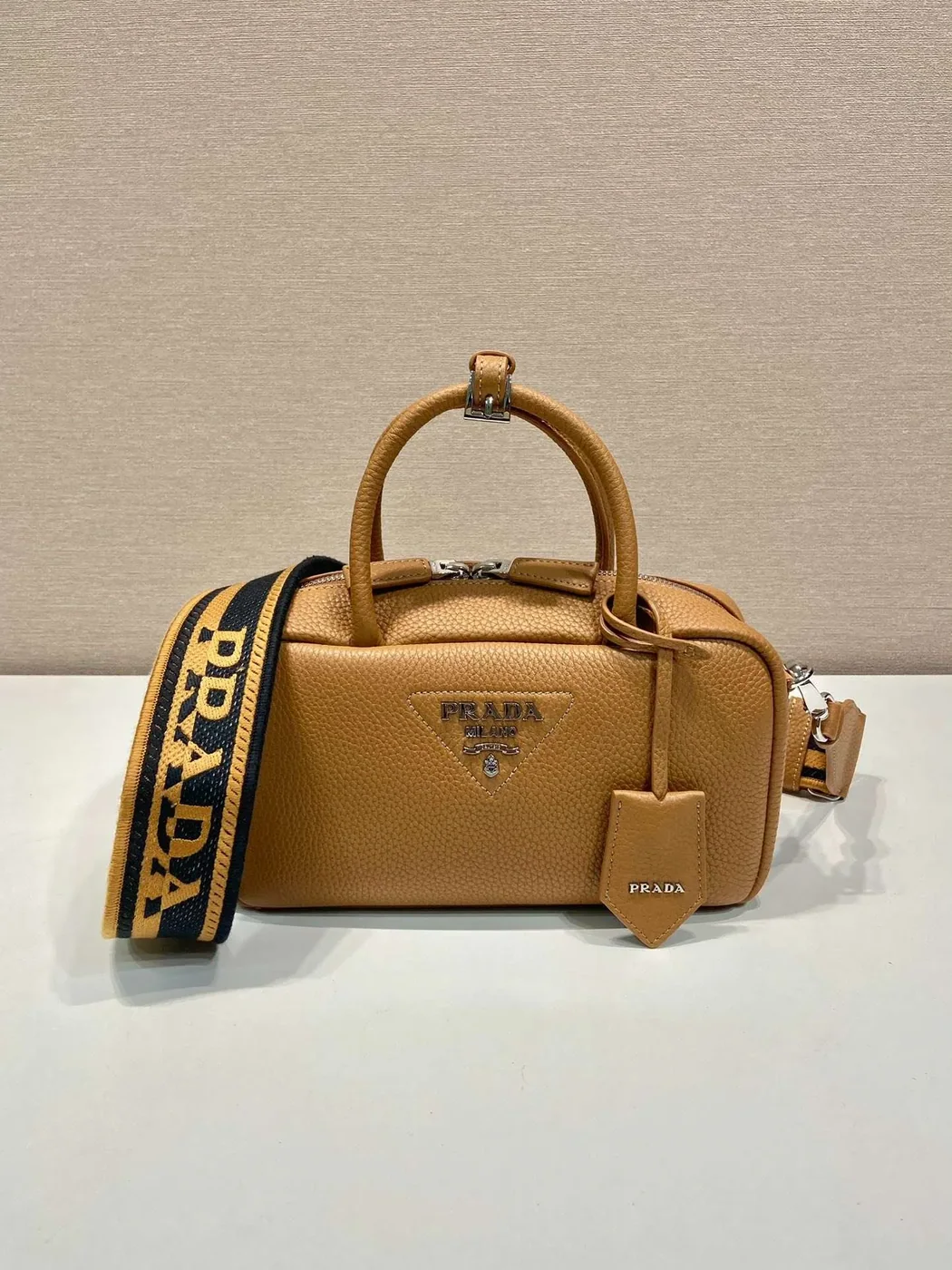 Prada Top-Handle Bag Brown/White/Green Khaki / 1BB102_2DKV_F02Z8_V_3OO Prada Top-Handle Bag Brown/White/Green Khaki / 1BB102_2DKV_F02Z8_V_3OO