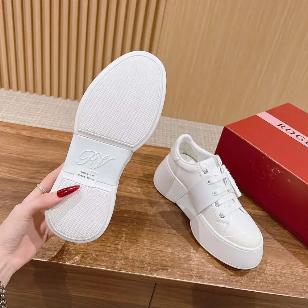 Roger Vivier Viv Skate Sneakers In Calfskin Nappa Leather White for Women Roger Vivier Viv Skate Sneakers In Calfskin Nappa Leather White for Women