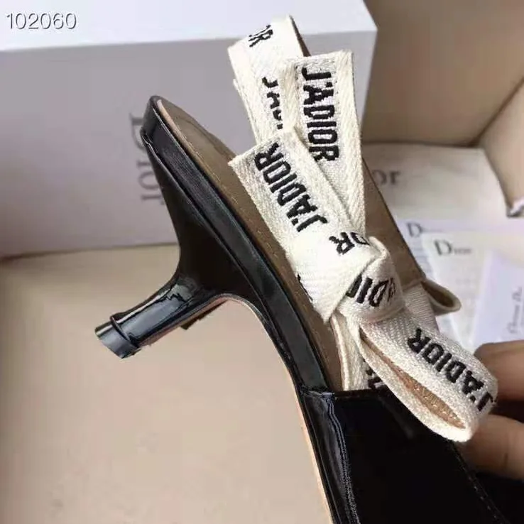 Dior J'adior Slingback Black Patent Calfskin Leather 6.5 cm Heel for Women