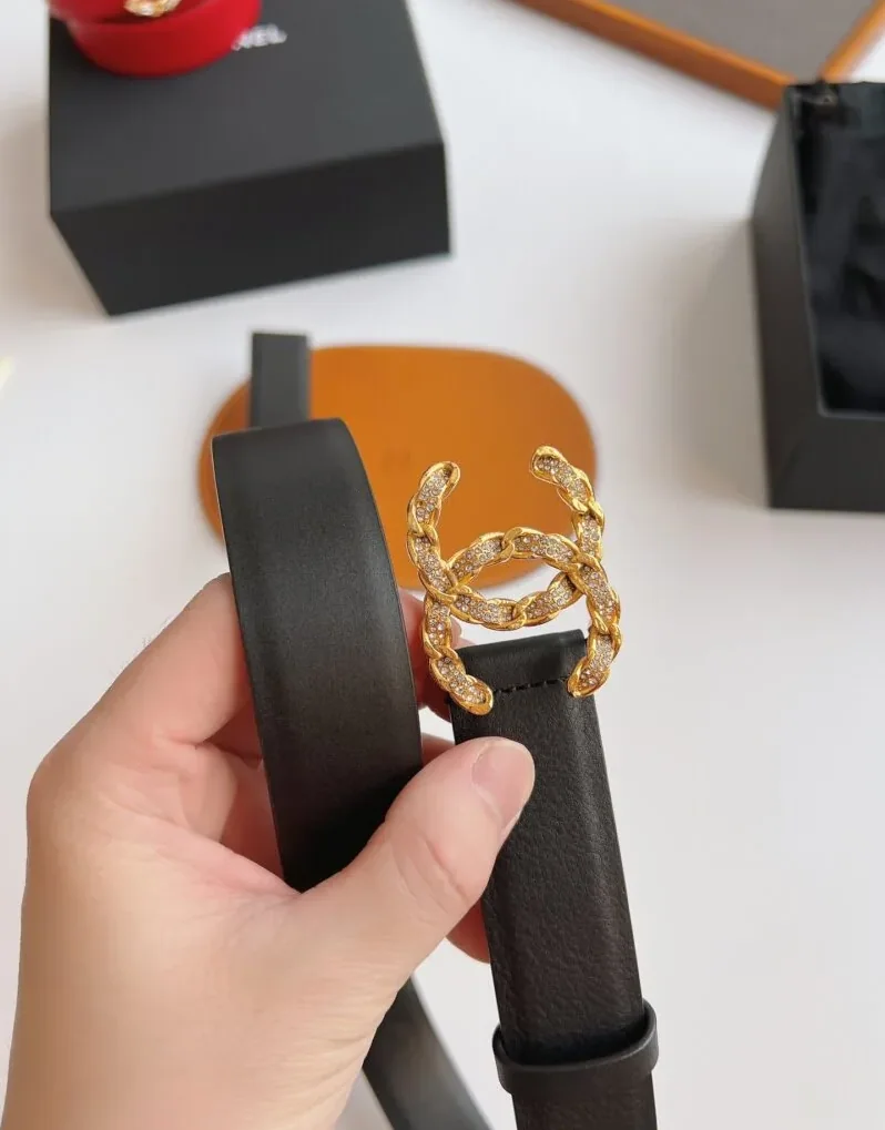 Chanel Twinkle Stone Chain CC Buckle Belt Black