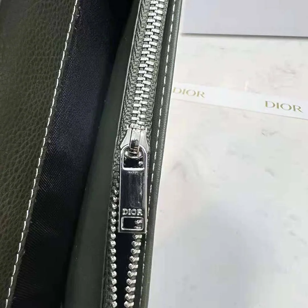 Dior Vertical Long Wallet Olive Grained Calfskin with CD Icon Signature for Men Dior Vertical Long Wallet Olive Grained Calfskin with CD Icon Signature for Men