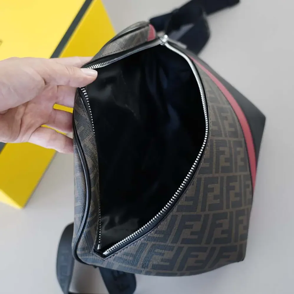 Fendi Diagonal Belt Bag Gray Fabric Belt Bag for Men in Red Fendi Diagonal Belt Bag Gray Fabric Belt Bag for Men in Red