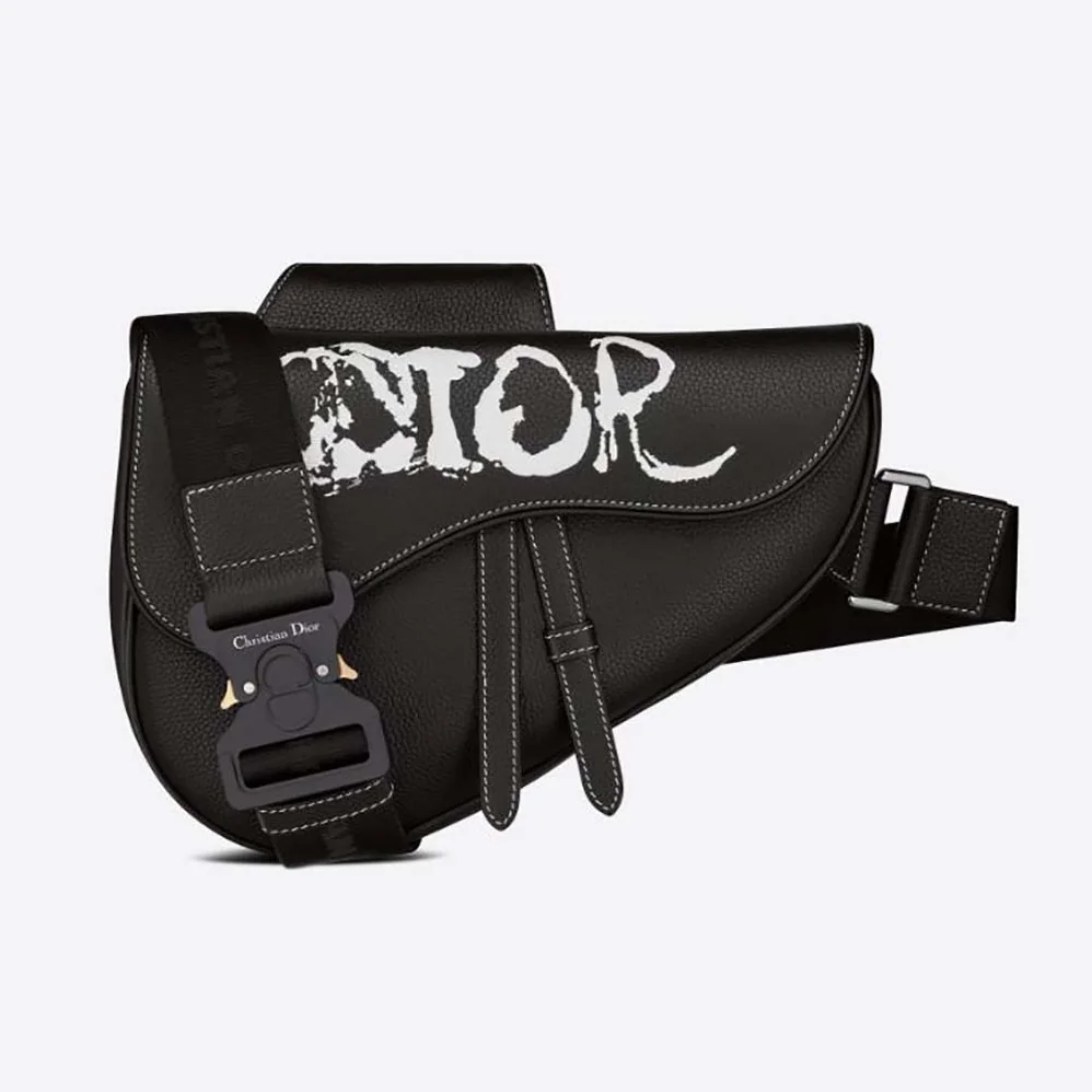 Dior Peter Doig Saddle Bag Black Grained Calfskin for Men Dior Peter Doig Saddle Bag Black Grained Calfskin for Men