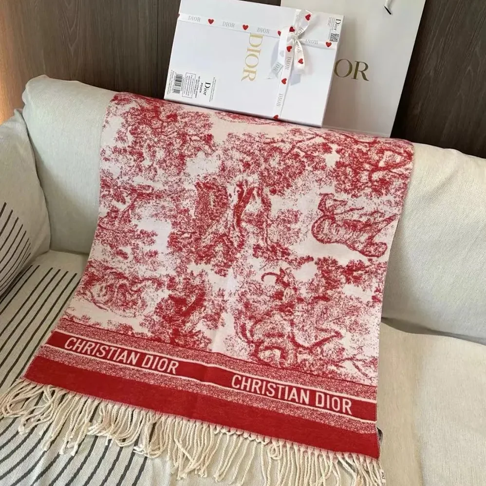 Dior Toile de Jouy Sauvage Scarf Red Cashmere and Wool for Women Dior Toile de Jouy Sauvage Scarf Red Cashmere and Wool for Women