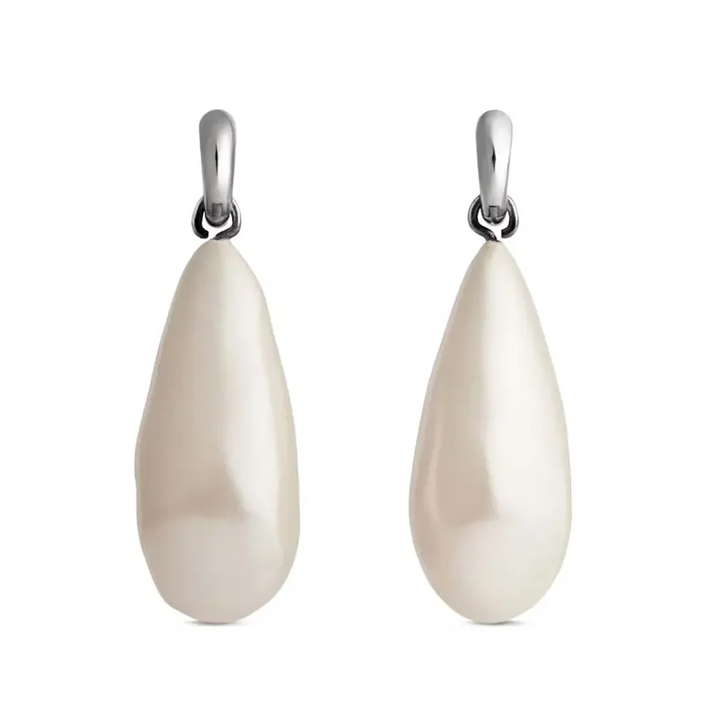 Balenciaga Palazzo Pearl Earrings in Antique Silver for Women Balenciaga Palazzo Pearl Earrings in Antique Silver for Women