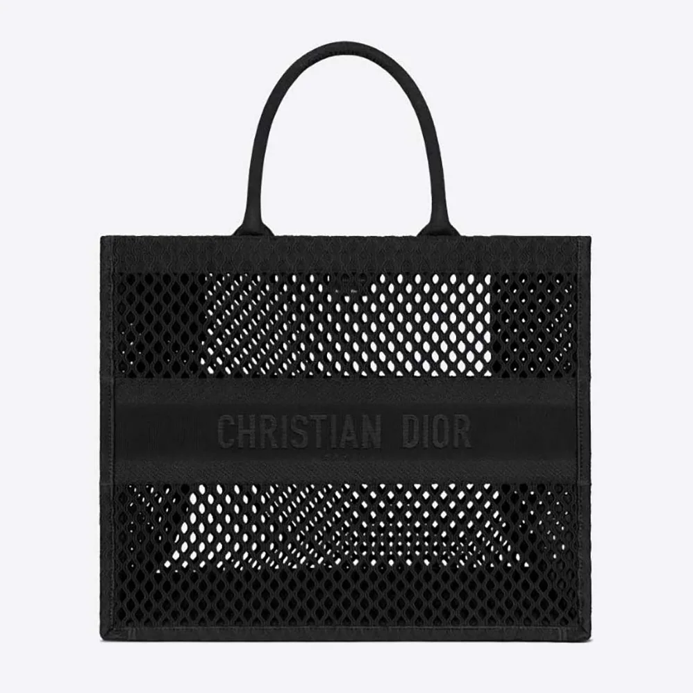 Dior Dior Book Tote Black Mesh Embroidery for Women