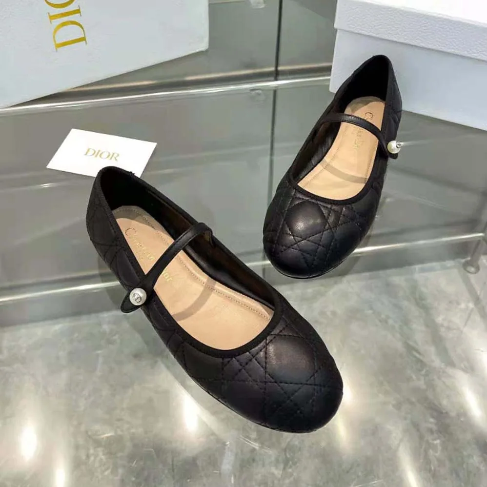 Dior Ballet Flat Black Quilted Cannage Calfskin for Women