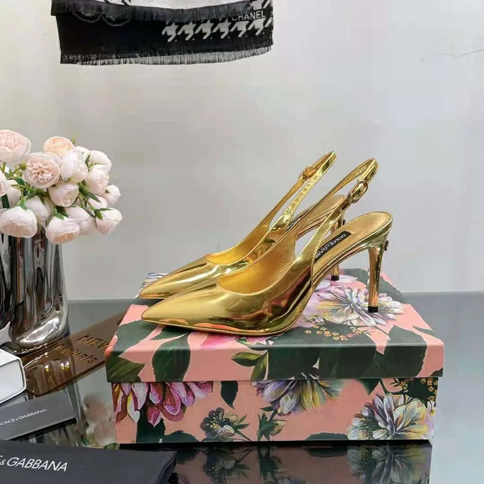 Dolce Gabbana D&G Mirrored for Women in Effect Calfskin Slingbacks