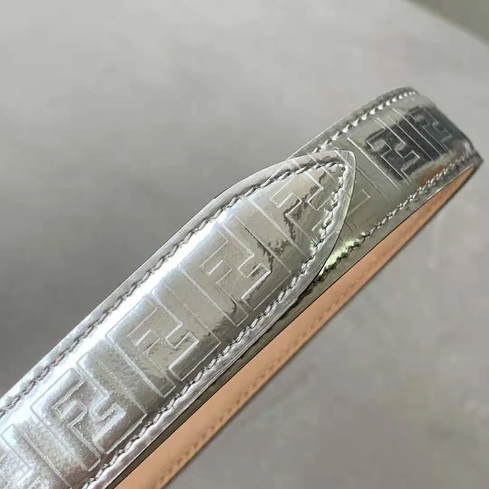 Fendi FF Belt Silver Leather-8C0648AQ1VF04TX for Women Fendi FF Belt Silver Leather-8C0648AQ1VF04TX for Women