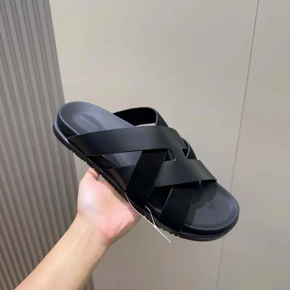 Hermes Kazimir Sandal for Unisex in Black