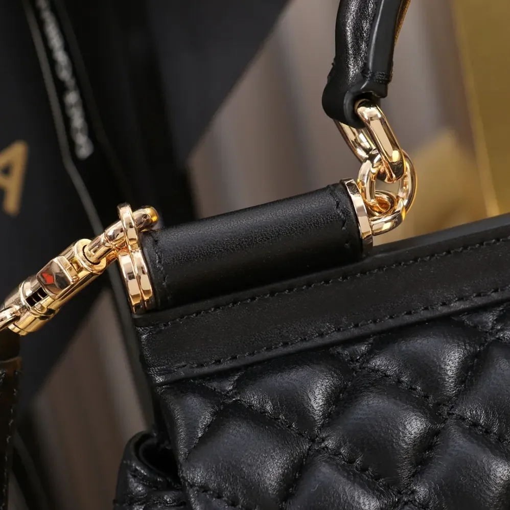 Dolce Gabbana D&G Mini Sicily Handbag in Quilted Nappa Leather for Women in Black