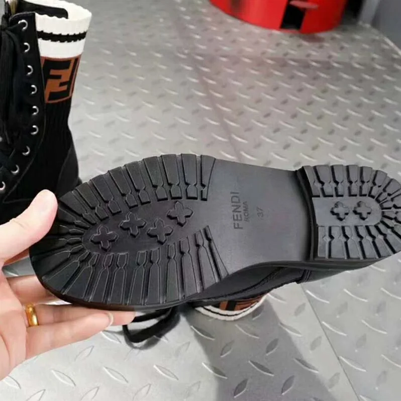 Fendi Shoes Ankle Black Leather Biker Boots for Women