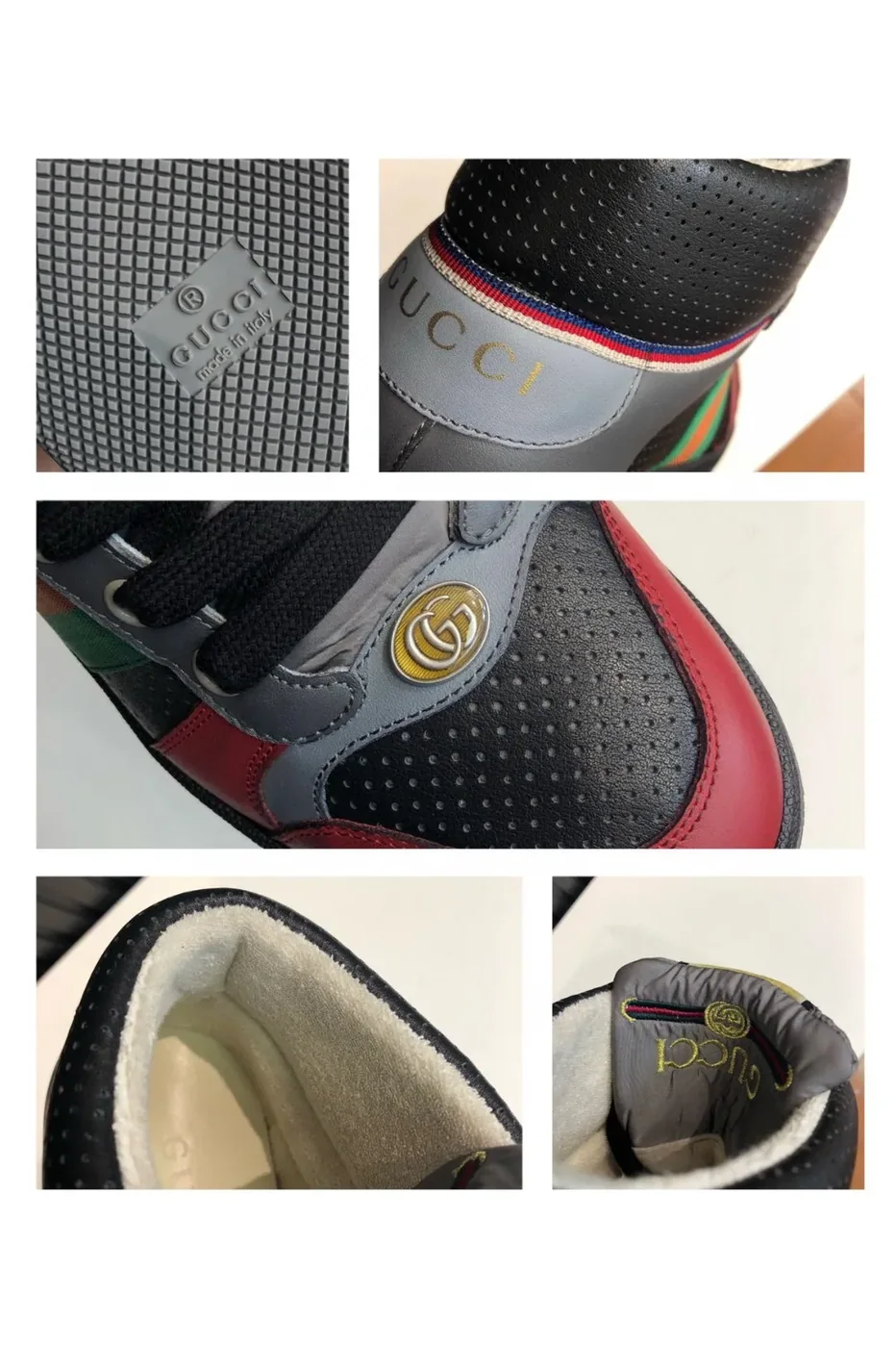 Gucci Screener Distressed High for Men in Top Sneakers Black