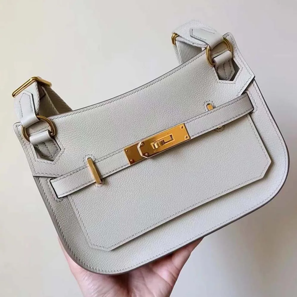 Hermes Jyspiere in Evercolor Leather for Women in White/Gold Hermes Jyspiere in Evercolor Leather for Women in White/Gold