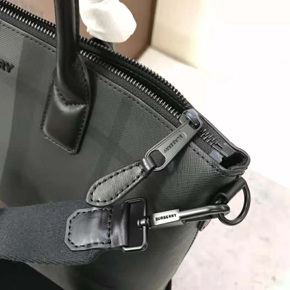 Burberry Charcoal Check and Leather Tote for Men in Black