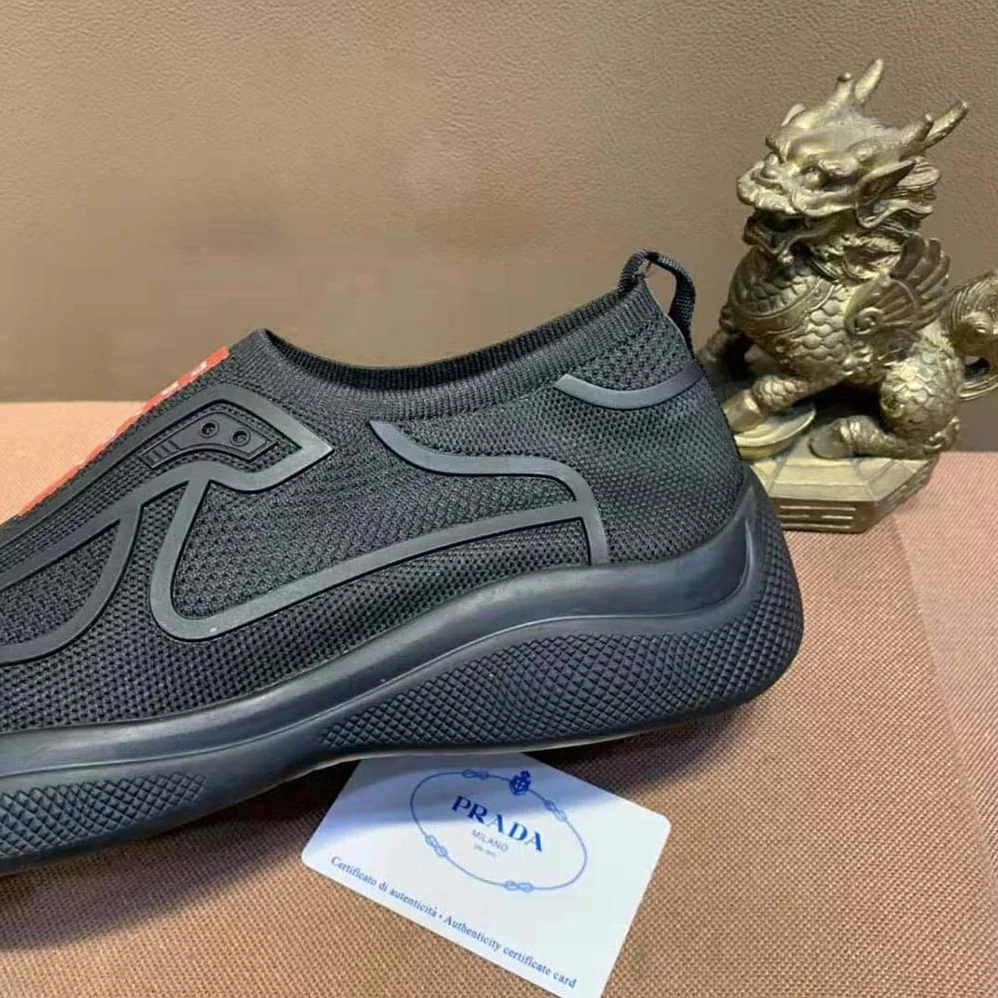 Prada Bike Knit Sneakers for Men in Black