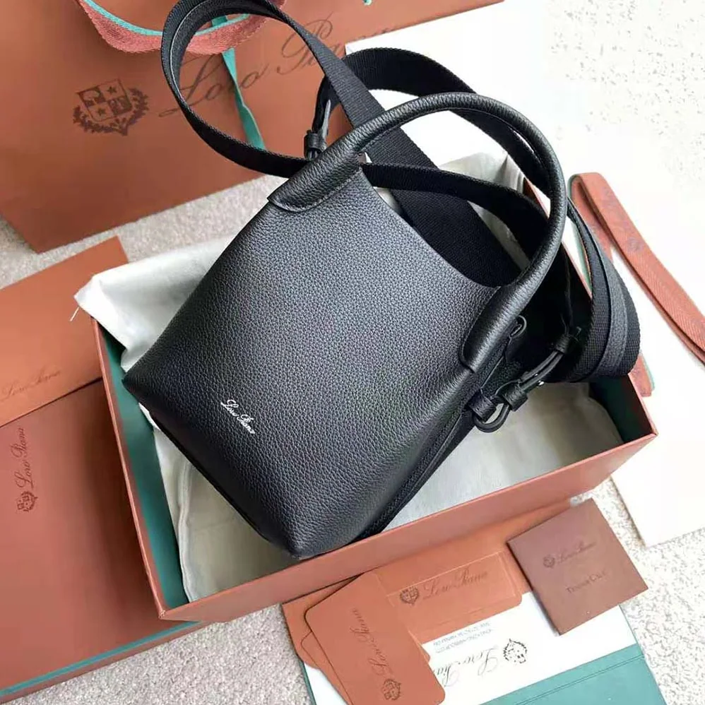 Loro Piana Micro Bale Bag in Calfskin Leather for Women in Black Loro Piana Micro Bale Bag in Calfskin Leather for Women in Black